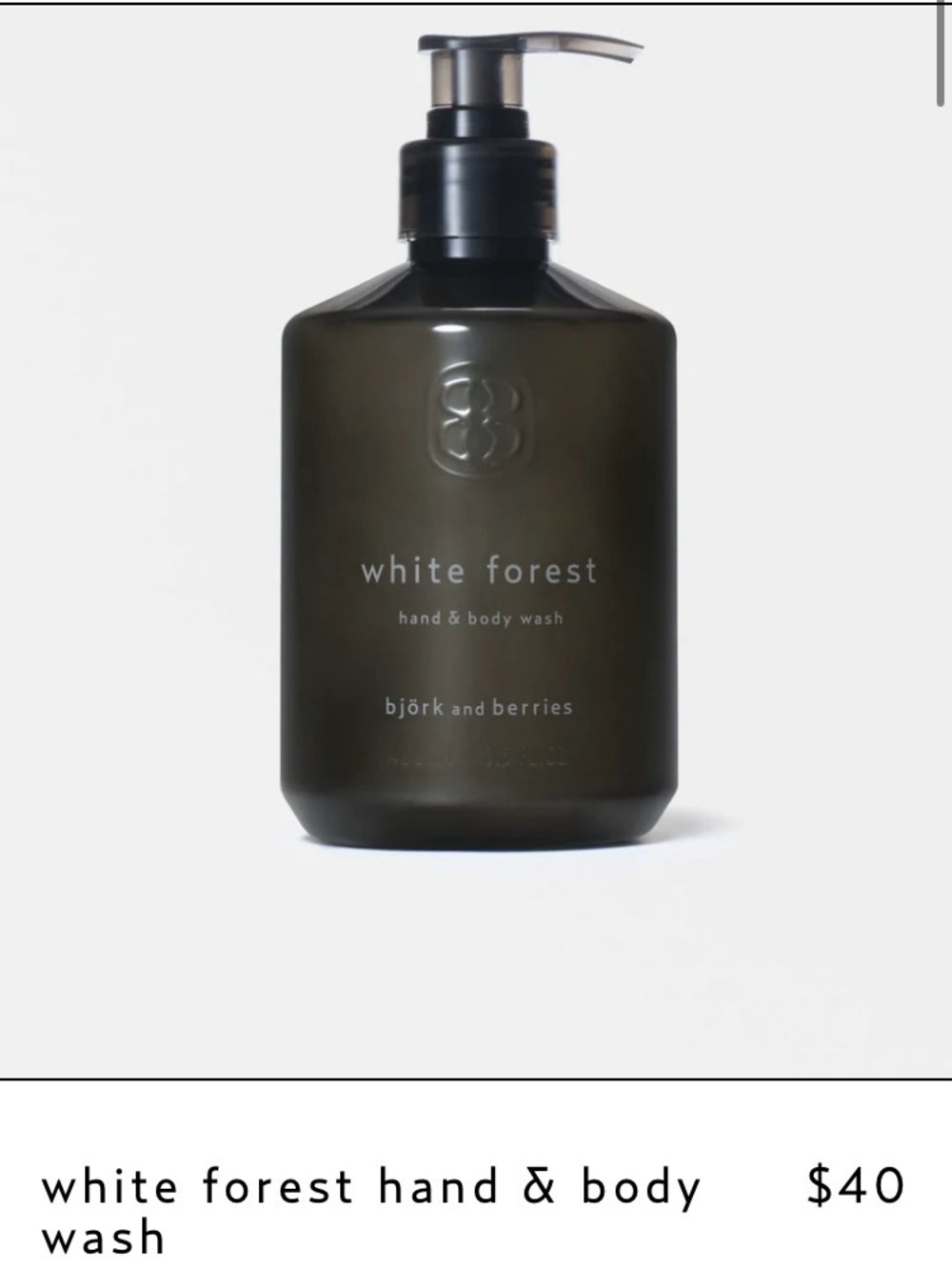 Bjork & Berries White Forest Hand & Body Wash 400ml Full Size Brand New